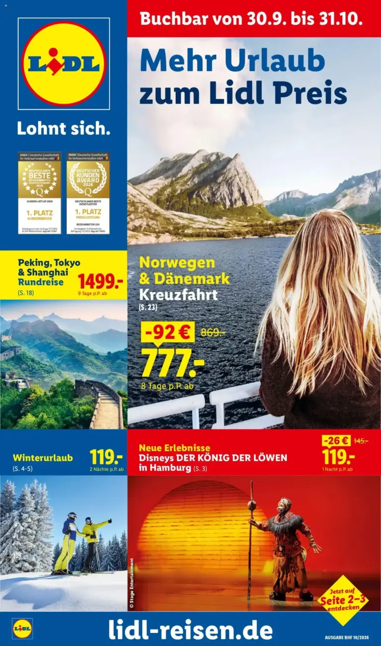 Lidl Reisen Prospekt zum Blättern vom 30.09.2026 bis 31.10.2026
