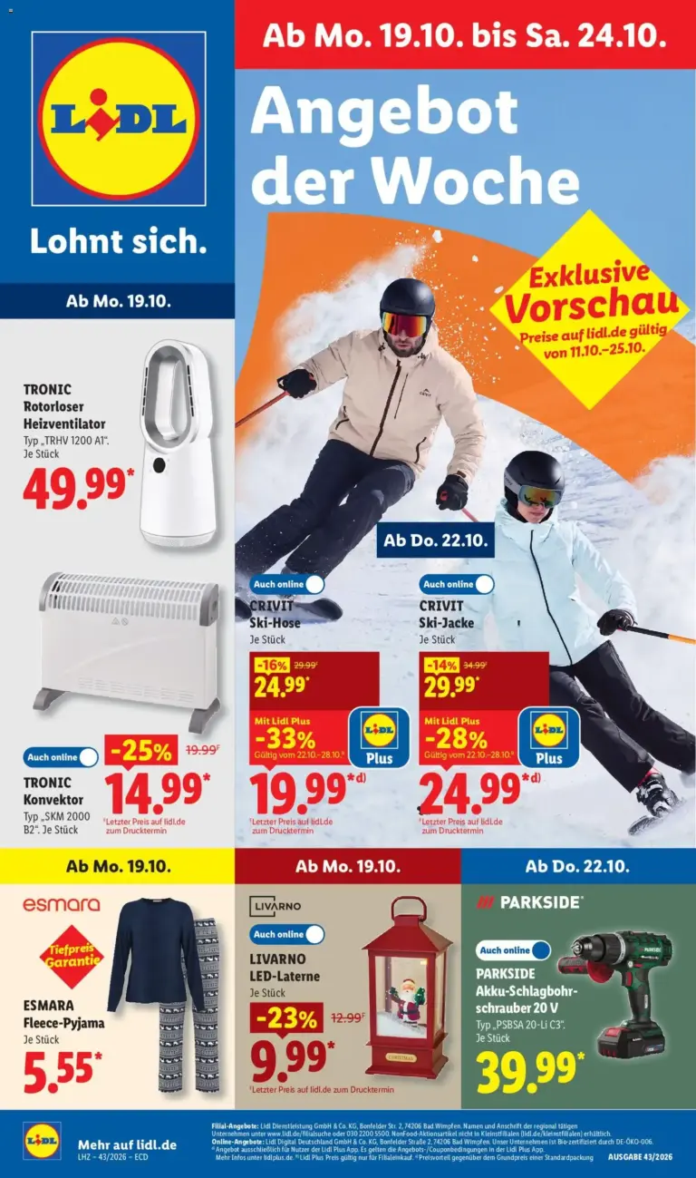 Lidl Prospekt zum Blättern Angebote vom 19.10.2026 bis 24.10.2026
